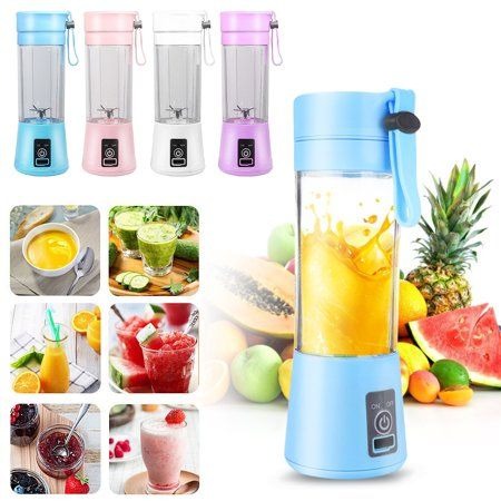 Rechargeable Portable Mini Juicer Blender – 6-Blade USB Smoothie Maker, 380ml Travel Juicer Cup
