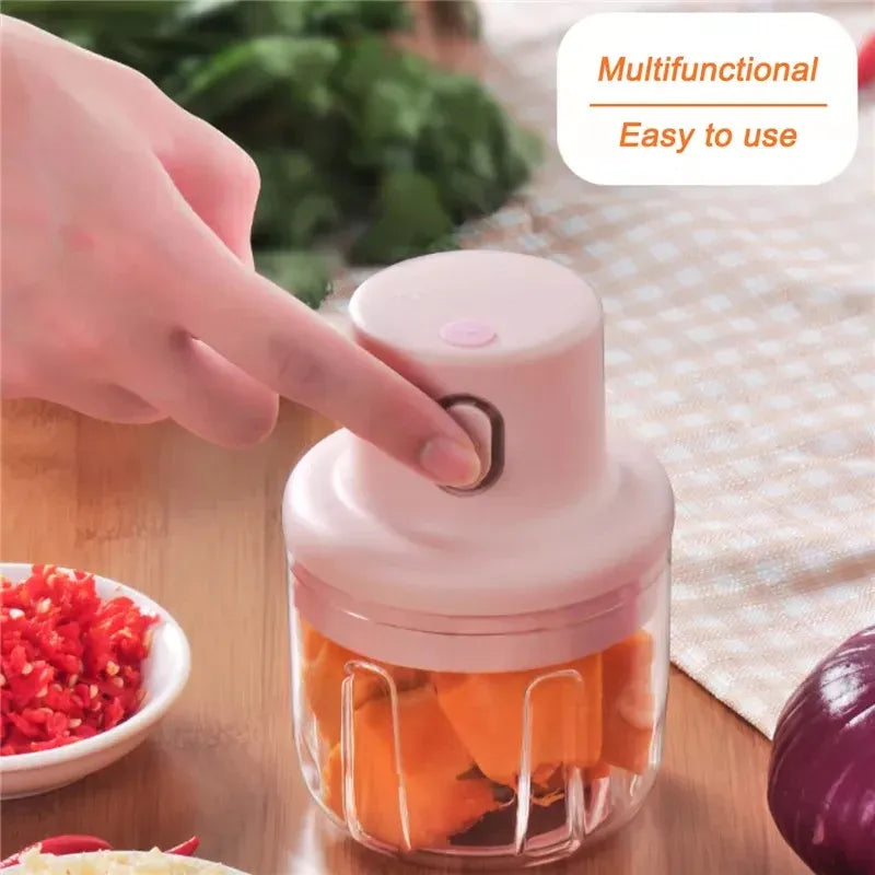 250ML Pink USB Electric Garlic Chopper – Wireless Mini Food Grinder
