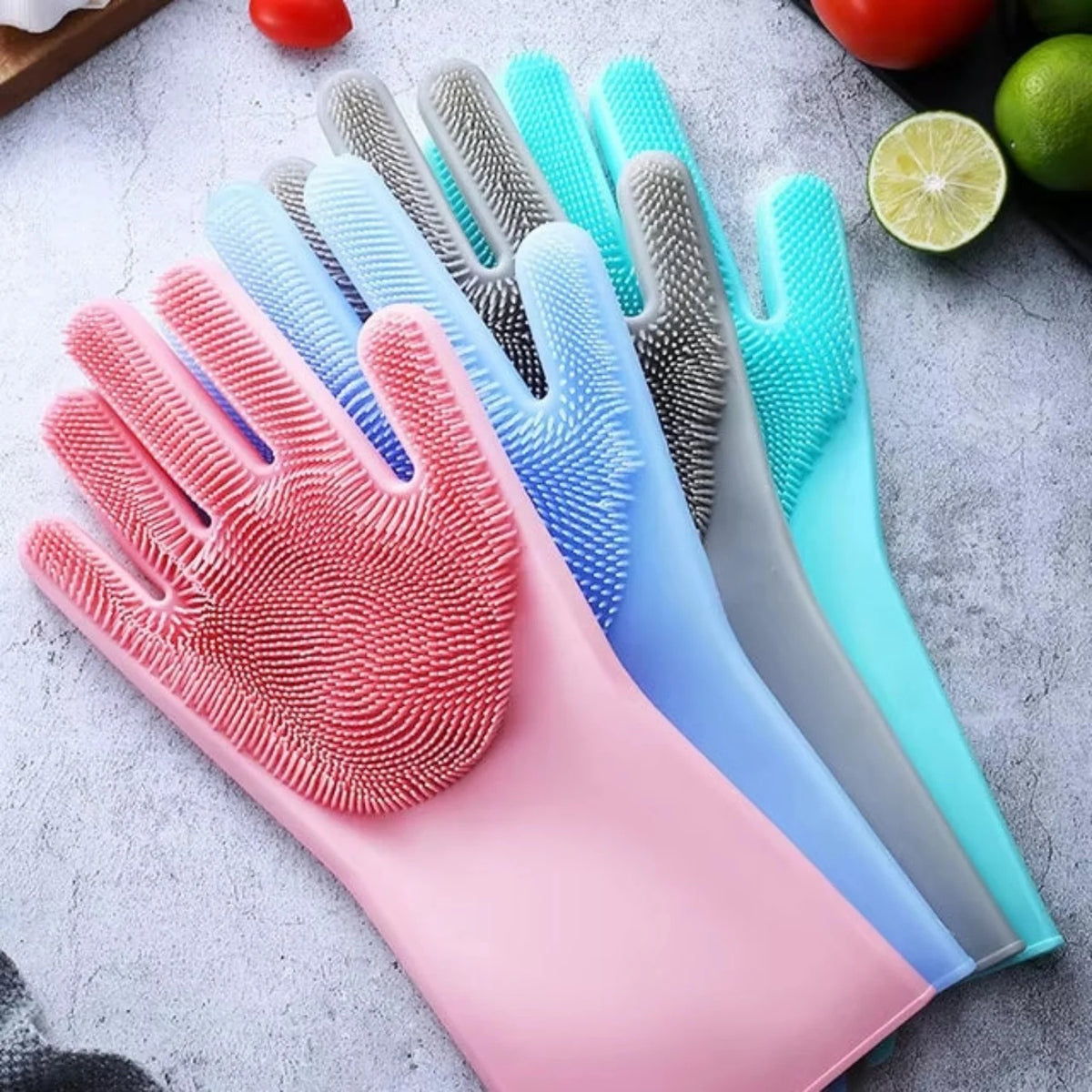 Silicone Dishwashing Gloves | Durable Reusable Cleaning Gloves | Random Color