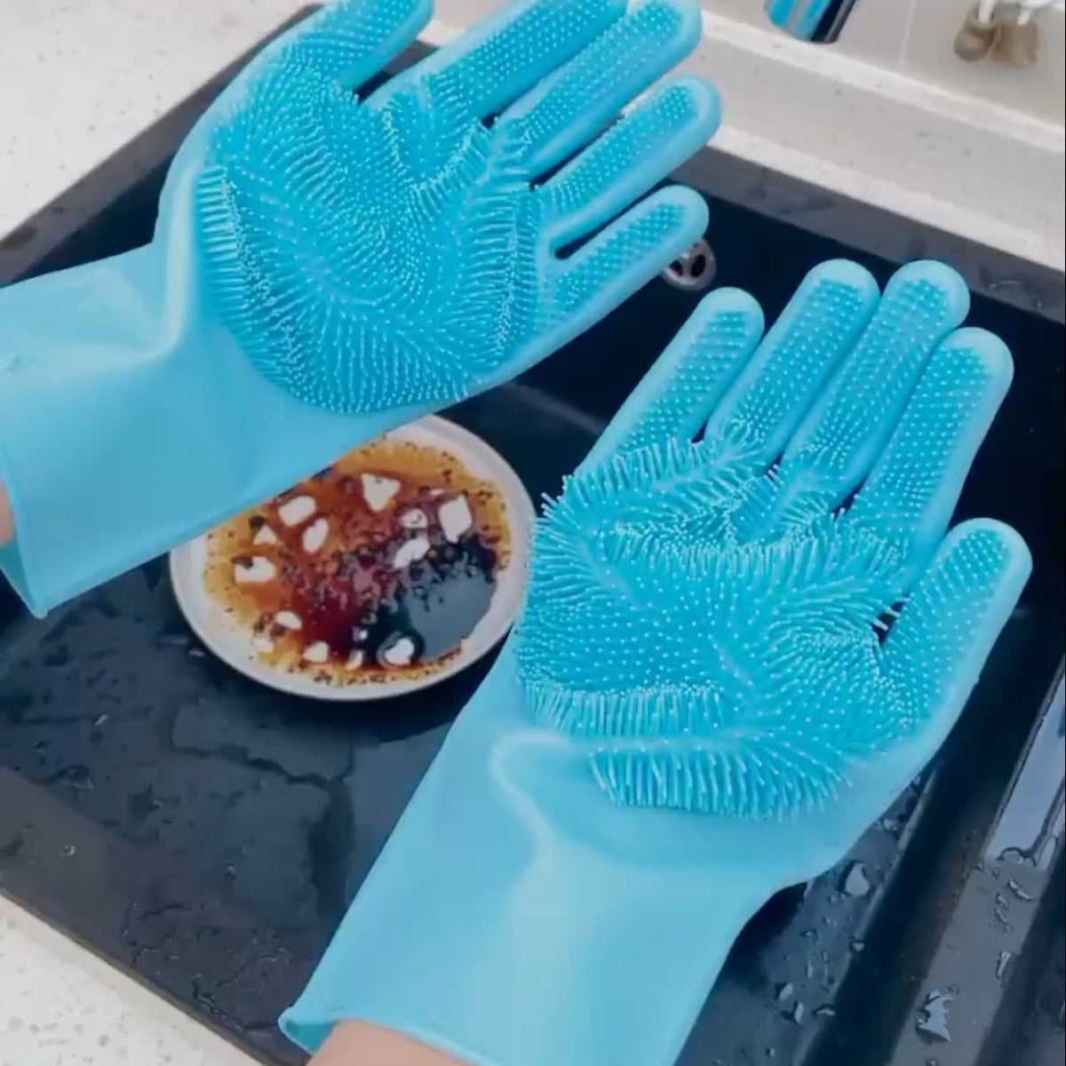 Silicone Dishwashing Gloves | Durable Reusable Cleaning Gloves | Random Color