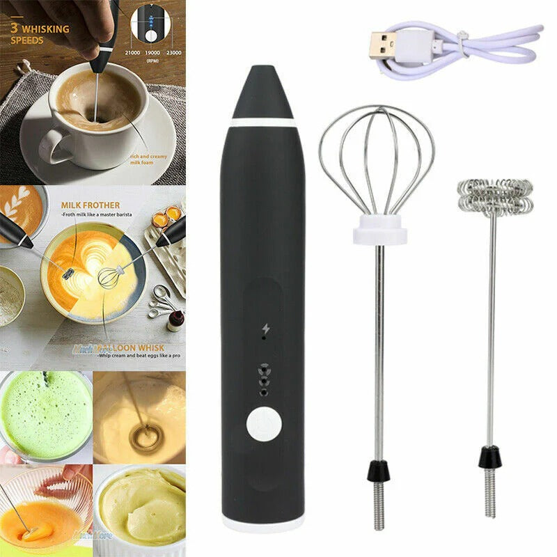 2-in-1 Rechargeable Coffee Beater – Portable Electric Milk Frother & Drink Mixer