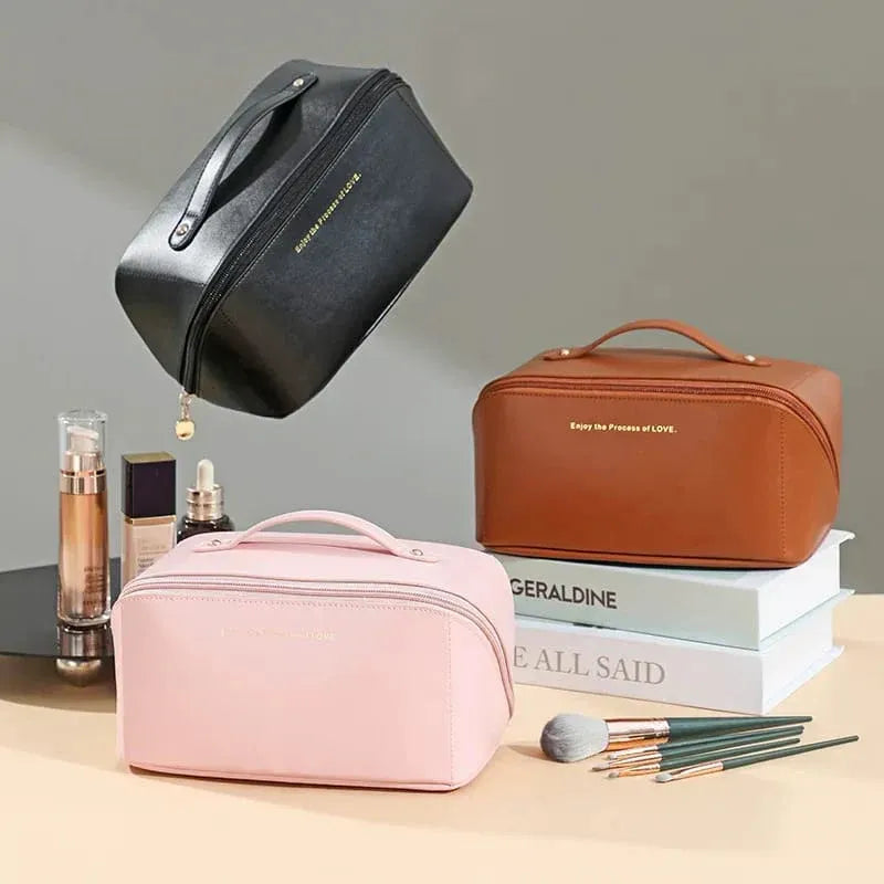 Large Capacity Travel Cosmetic Bag – Black | Makeup & Toiletry Organizer