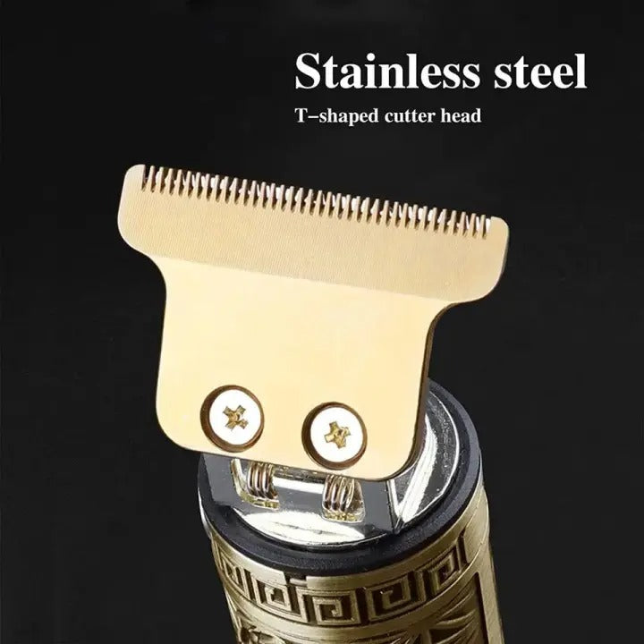 Vintage T9 Metal Body Hair Trimmer for Men | USB Rechargeable Professional Hair & Beard Trimmer