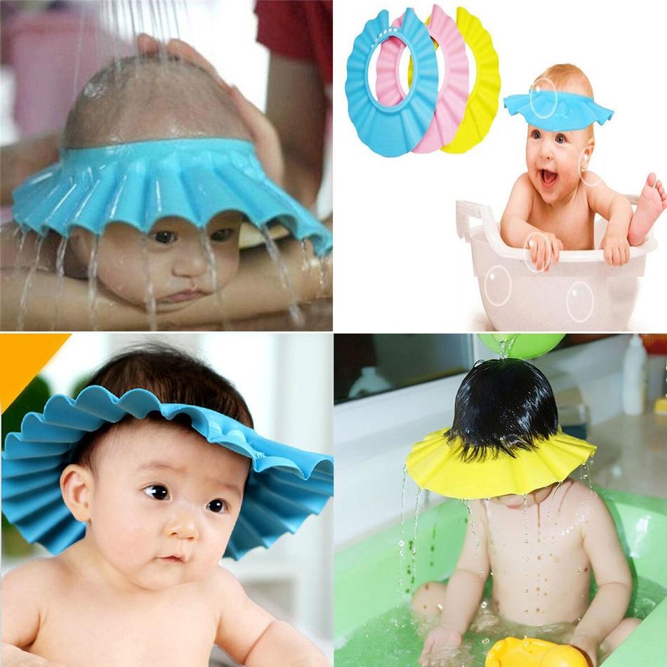 Baby Shower Cap with Stopper – Soft Silicone Baby Bath Cap