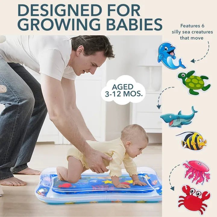Baby Water Play Mat – Inflatable Tummy Time Sensory Activity Ma
