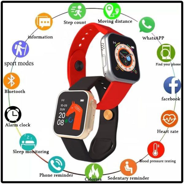 D20 Ultra Smart Watch | Heart Rate & Blood Pressure Monitor | Fitness Tracker