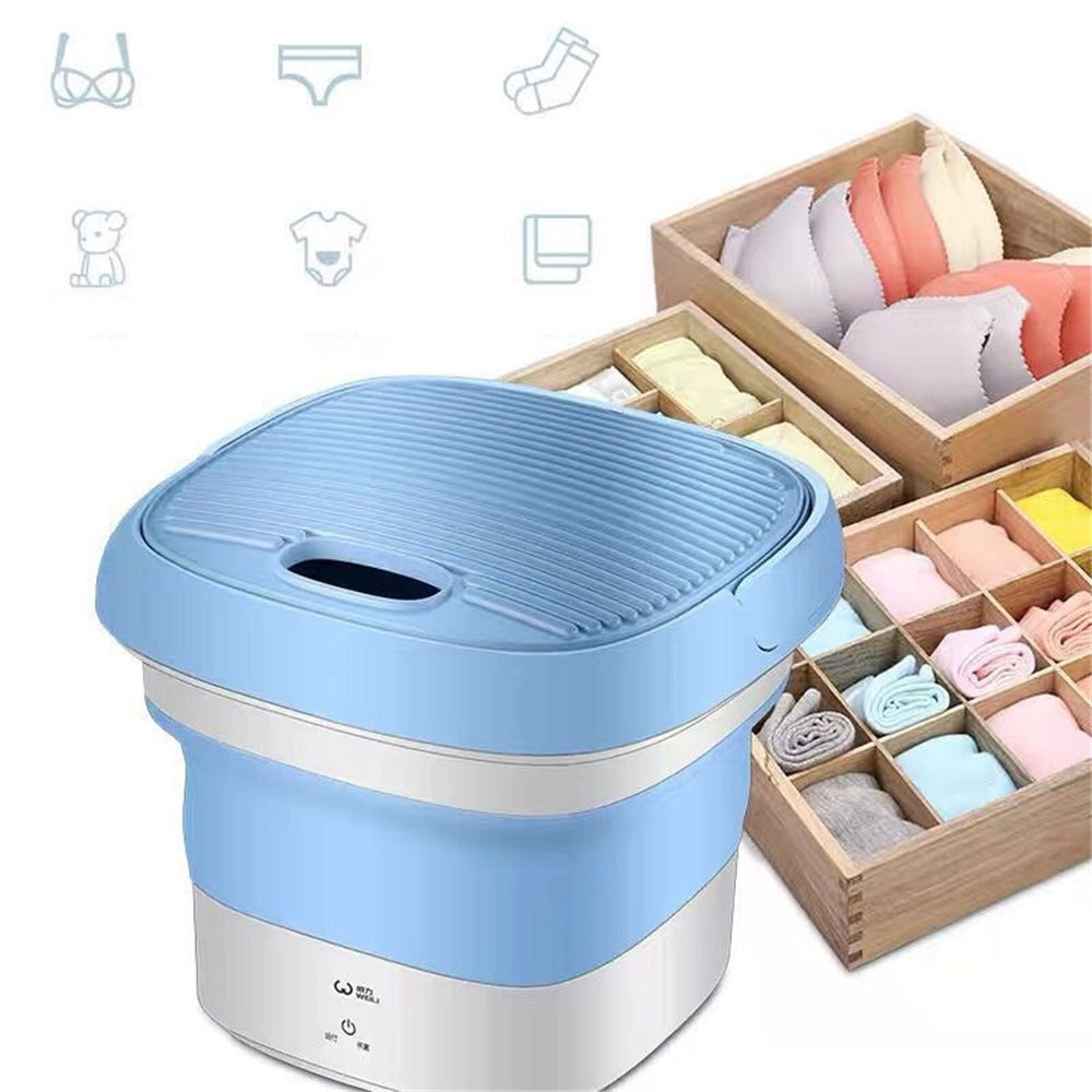 Portable Folding Washing Machine – Compact Semi Automatic Mini Washer for Home, Dorm & Travel | Random Color