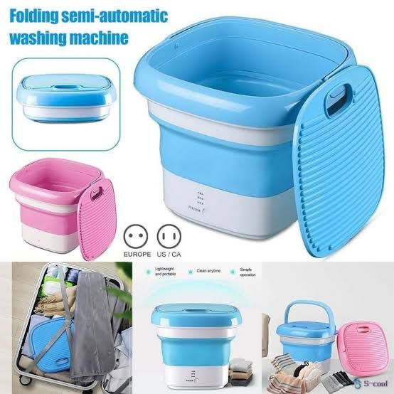 Portable Folding Washing Machine – Compact Semi Automatic Mini Washer for Home, Dorm & Travel | Random Color