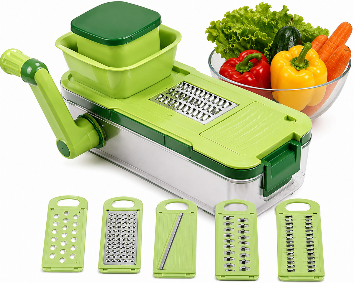 Manual Food Grater 5-in-1 | Stainless Steel Blade Vegetable & Fruit Slicer