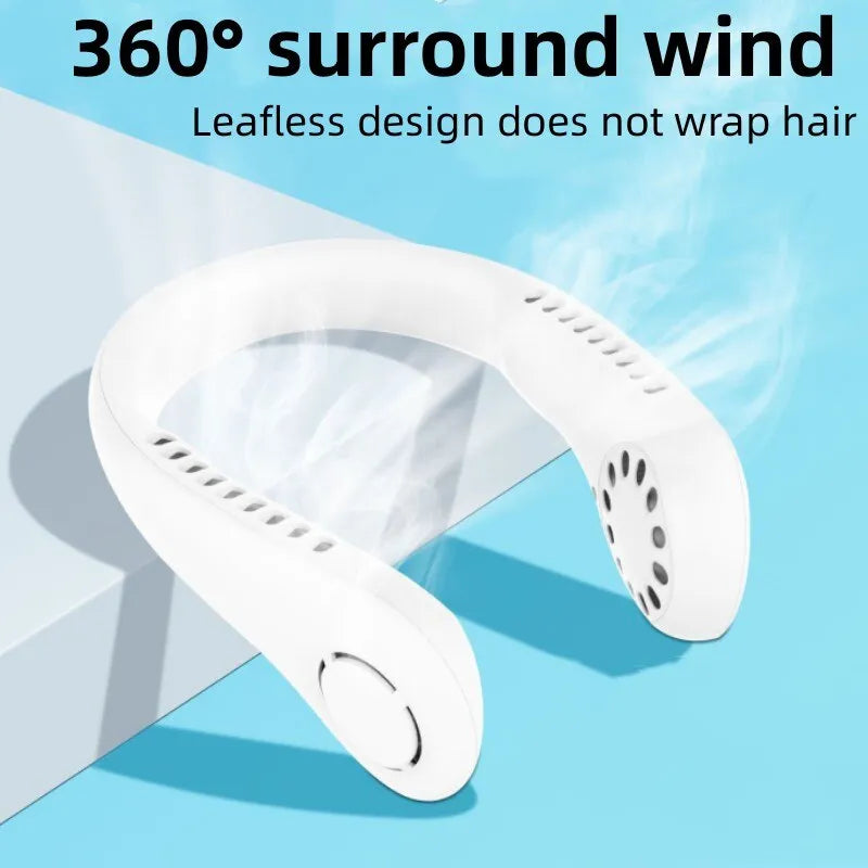 Mini Neck Fan Portable Bladeless Rechargeable Air Cooler – 3-Speed Wearable Summer Fan | Random Color
