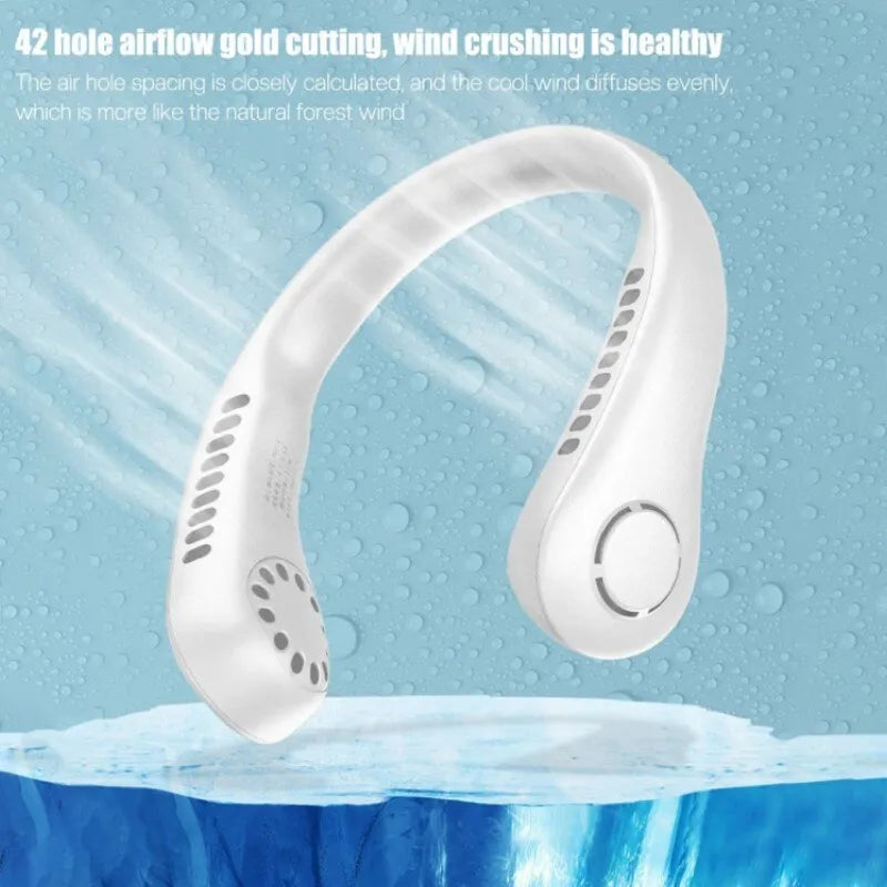 Mini Neck Fan Portable Bladeless Rechargeable Air Cooler – 3-Speed Wearable Summer Fan | Random Color