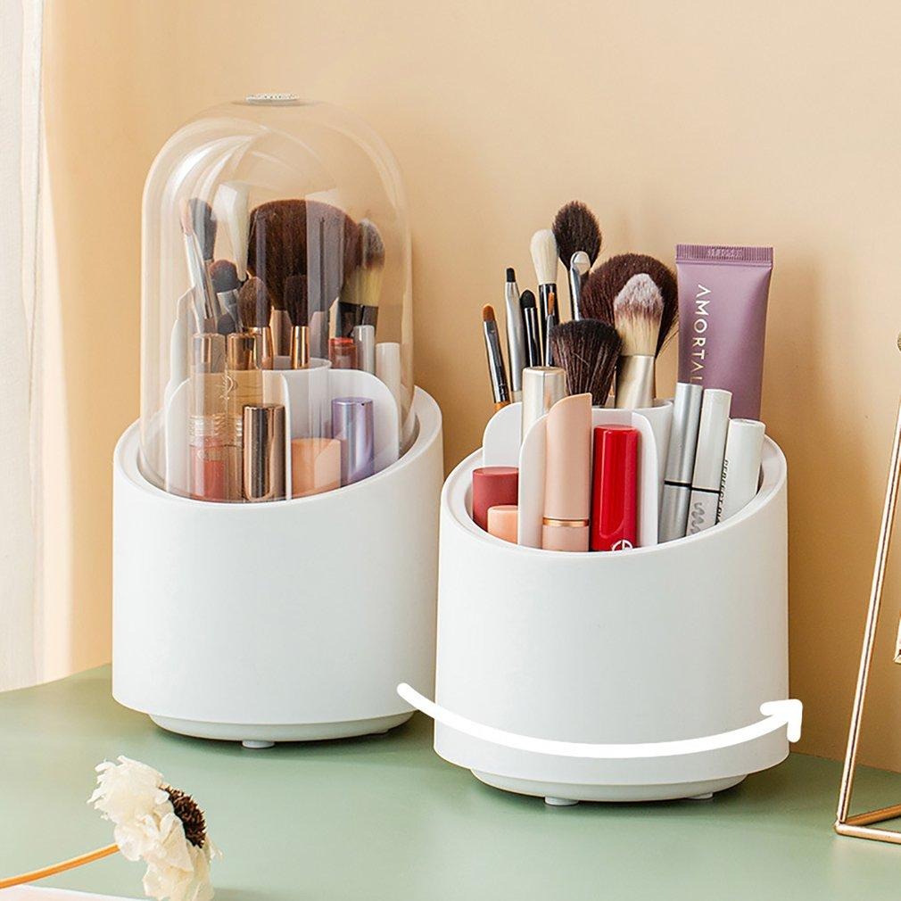 360° Rotating Makeup Organizer – Cosmetic Brush & Beauty Tool Storage Box