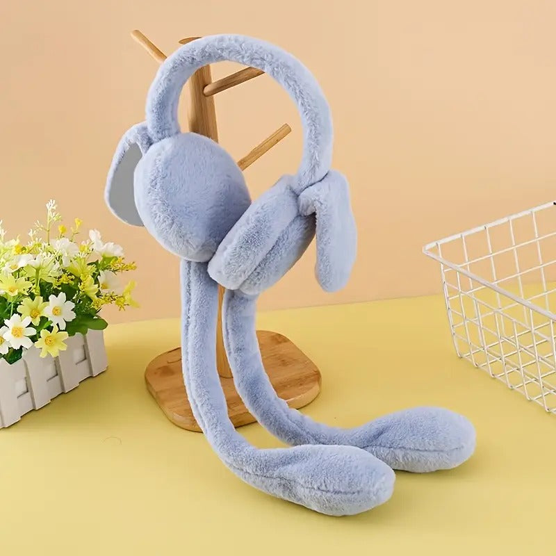 Cute Bunny Ear Muff Cap – Plush Winter Headwear