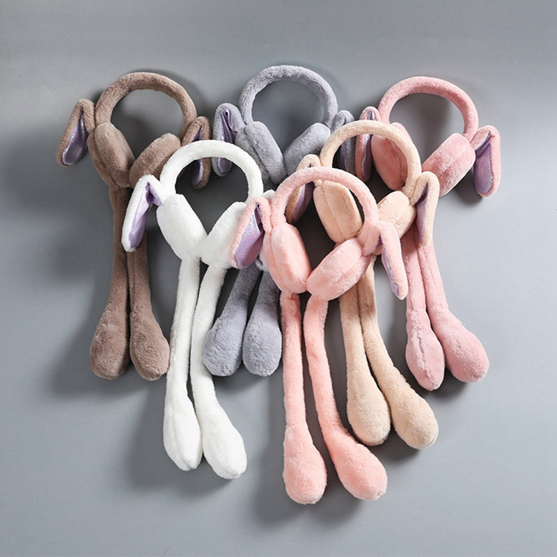 Cute Bunny Ear Muff Cap – Plush Winter Headwear