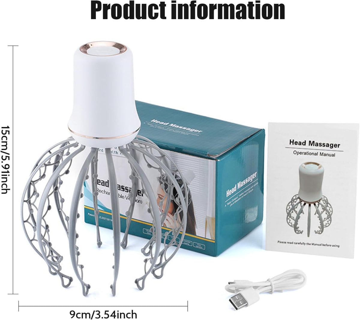 Electric Scalp Massager – 12-Claw Rechargeable Head Massage Tool