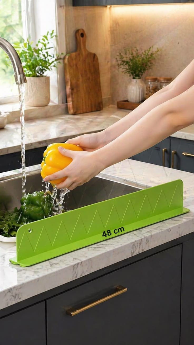 Silicone Sink Splash Guard – Flexible Water Splash Stopper with Double Suction Cups