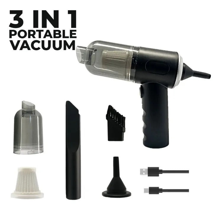3-in-1 Portable Cordless Vacuum Cleaner | Compact Handheld Dust Cleaner for Home, Office & Car