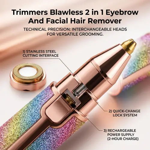 FLAWLESS 2-IN-1 EYEBROW & FACIAL HAIR REMOVER – RECHARGEABLE PRECISION TRIMMER