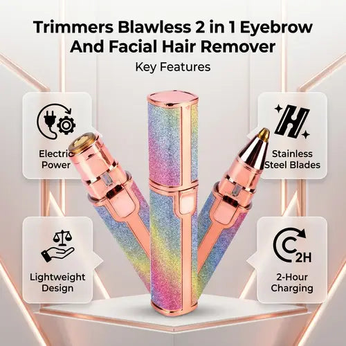 FLAWLESS 2-IN-1 EYEBROW & FACIAL HAIR REMOVER – RECHARGEABLE PRECISION TRIMMER
