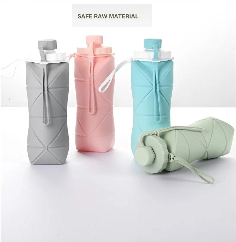 600ML Silicone Folding Water Bottle | Collapsible Reusable Travel Bottle | Leak-Proof Portable Bottle for Gym, Hiking & Outdoor