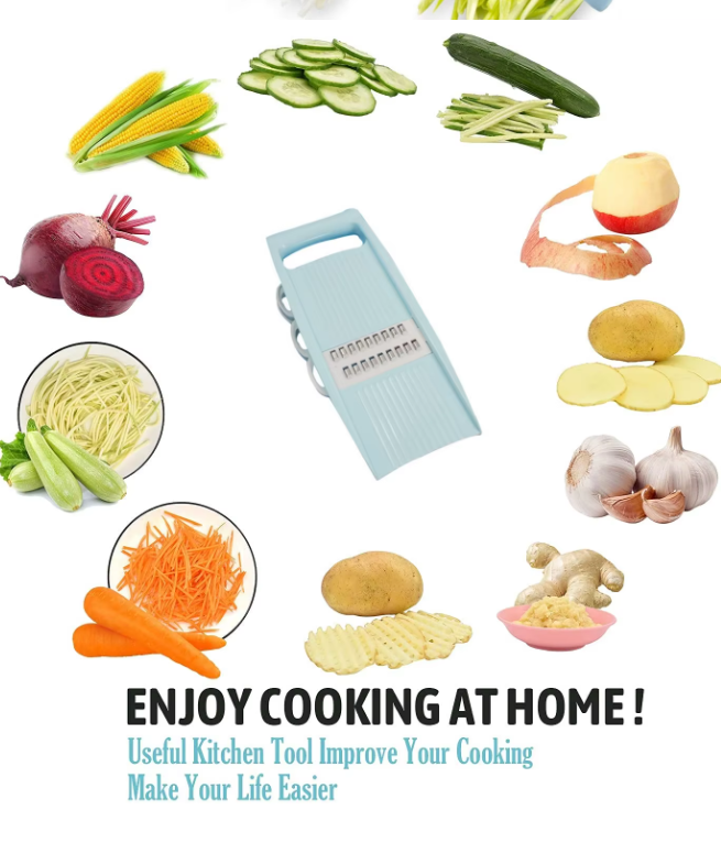 Manual Food Grater 5-in-1 | Stainless Steel Blade Vegetable & Fruit Slicer